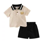 Classy Baby Boy Summer Two-Piece Set-Biege