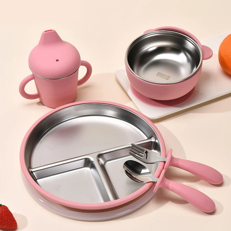 Stainless Baby Feeding Set with Silicone Suction