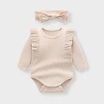 Stylish 2-Piece Newborn Bodysuit Set-biege
