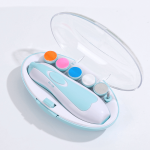 Blue Bestcare Mini Electric Baby Nail File, 5 Changeable Heads, with LED Front Light