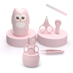 Pink Girls Little Owl 4-in-1 Baby Nail Care Set with Cute Case, Baby Nail Clipper, Scissor, Nail File & Tweezer